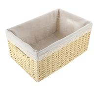 NUOBESTY Organizador de Escritorio Cesta Tejida Forro Beige 31X20X15 CM para Guardar Artículos Diversos y Servir Pan 1 Pieza
