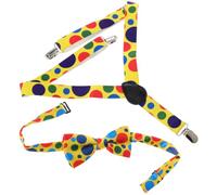 NUOBESTY Pajarita Infantil con Tirantes Elásticos y Lunares de Colores para Cosplay de Payaso, Accesorios Fiesta de Halloween, Cómoda Irritación