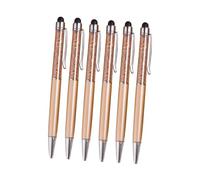 NUOBESTY Paquete de 6 Bolígrafos Capacitivos con Punta de Metal Y Cuentas de Cristal para La Escuela Y La Oficina Color Dorado