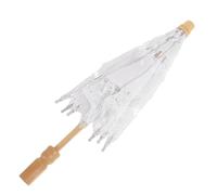 NUOBESTY Paraguas de Boda Nupcial Pequeño en Color Claro de Algodón con Encaje Bordado, Sombrilla Vintage para Sesiones de Fotos y Accesorios Románticos para Fiesta y Ceremonia