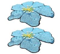 NUOBESTY Parches Bordados de Flores Grandes Hechos a Mano Lentejuelas en Tejido y Plástico para Actuaciones y Proyectos de Disfraces, 2 Piezas Brillantes y Elegantes