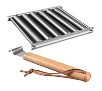 NUOBESTY Parrilla para Hot Dogs de Acero Inoxidable, Soporte Desmontable y Portátil, para Camping y Picnic, Parrilla de Salchichas Compacta