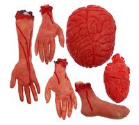 NUOBESTY Parte del Cuerpo con Sangre 6 Piezas de Decoración de Halloween Casa Embrujada Escalofriante Brazo Roto Falso Pie Corazón Cerebro Decoraciones de Halloween Accesorios de Fiesta
