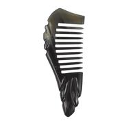 NUOBESTY Peine de Cuerno de Buey Negro para Cabello Rizado Dientes Anchos Antiestático y Masajeador del Cuero Cabelludo, Diseño Elegante y Cómodo para Mujeres