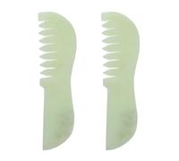 NUOBESTY Peine Gua Sha de Jade Natural 2 Unidades Herramienta de Masaje para Cuero Cabelludo y Raspado Facial Peine de Piedra para Relajación y Cuidado Capilar Casa y Viaje