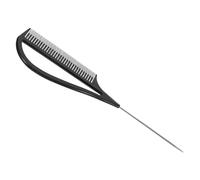 NUOBESTY Peine para Raya del Cabello con Púas Metálicas y Cuerpo de Plástico Negro, Mini Peine de Dientes Anchos para Peinar, Seccionar y Teñir, Herramienta Multifuncional para Salón y Uso