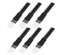 NUOBESTY Peines Profesionales de Acero de Carbono Negro para Peluquería, 6 Piezas Delicadas para Mantener el Cabello Liso y Ayudar a Moldear, Ideales para Hombres y Niños