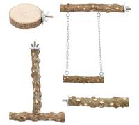 NUOBESTY Perchas para Pájaros de Madera Natural 4 Piezas Ramas de Descanso Resistentes para Periquitos Cacatúas y Ninfas Accesorios para Jaulas con Tamaños 6-8 CM y 15-17 CM Juguetes
