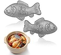 NUOBESTY Pescado De Hierro para Cocinar Suplemento De Hierro Fundido Natural En Forma De Pez Utensilio De Cocina Rico En para Veganos Atletas Embarazadas Y Niños 2 Piezas 2.75X1.57X0.39In