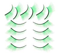 NUOBESTY Pestañas Verdes 7 Pares Efecto Dramático Para Maquillaje Escénico Fiestas Cosplay y Halloween