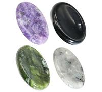 NUOBESTY Piedras de Preocupación Naturales para Masaje Facial 4 Piezas Ovaladas Multicolor Raspador de Pulgar Portátil para Rostro Cuello y Cuerpo Relajante Color Aleatorio