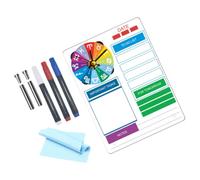 NUOBESTY Pizarra Acrílica de Oficina con Reloj de Mesa, Tablero de Notas Borrable para Escritorio, Diseño Multifuncional y Fácil de Leer para Ambiente Doméstico