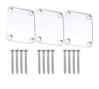 NUOBESTY Placa de cuello de guitarra de repuesto para placa de cuello de metal con tornillos, placa de unión para Fender Strat Tele guitarra eléctrica accesorios 3 piezas plata