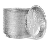 NUOBESTY Platos Redondos Desechables de Aluminio para Freidora de Aire 100 Unidades 8 Pulgadas para Hornear Pan y Preparar Comidas Caseras