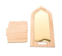NUOBESTY Portavelas de 30x14.5x13.5cm con Espejo Acrílico Reflectante Dorado de Pared en Forma de Media Luna, Madera Elegante para Decoración Moderna en Pasillos y Paredes