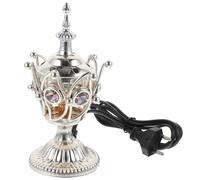 NUOBESTY Quemador De Incienso Metálico Enchufable Pequeño Plateado, Acero Inoxidable, Eléctrico, Portátil para Meditación y Relajación, Decoración Interior, Uso En Sala, Dormitorio y SPA