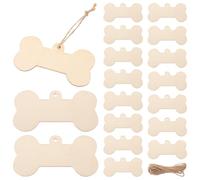 NUOBESTY Recortes de Huesos de Perro Madera Natural 5X10 CM 24 Piezas para Bricolaje Educativo y Colgantes Decorativos Etiqueta para Mascotas