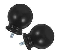 NUOBESTY Remates Decorativos para Barra de Cortina de Ventana 2 Piezas, Tapa del Extremo Esférica Negra, Accesorio Plástico Resistente para Hogar, Final de Barra para Cortinas