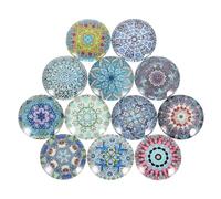 NUOBESTY Set de 20 Parches de Vidrio Étnicos Gemas Adhesivas para Decoración de Joyería y Patchwork, Cabujones Planos, Tamaño 18 MM, Aptos para Proyectos Creativos