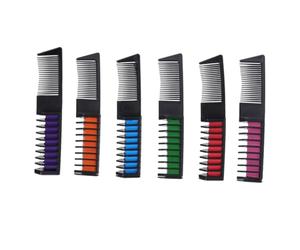 NUOBESTY Set de 6 Peines Lavables para Teñir el Cabello Tizas de Colores Apto Adultos Uso Rápido sin Laca para Fiestas Cosplay y Cambio Temporal de Look