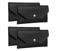 NUOBESTY Sobres para Reutilizables 4 Piezas, Cartera Tipo sobre Negra de Poliuretano 18x8,9 Cm, Organizador de Dinero Compacto para Presupuestos, Viajes y Uso Diario