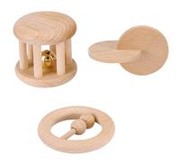 NUOBESTY Sonajeros de Madera para Bebés 3 Uds. Campanas de Sonajero Anillos para Mordedor de Bebé Juguete para Sacudir Juguete de Agarre Montessori para Baby Shower Niño Pequeño