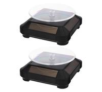 NUOBESTY Soporte Giratorio para Exhibición de Joyas y Relojes, Plataforma Automática Negra de Abs Batería para Uso Doméstico, Pack de 2 Piezas