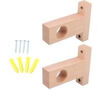 NUOBESTY Soportes para Barra de Cortina de Baño 2 Piezas de Madera Sólida Montaje Sencillo para Decoración Interior