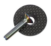 NUOBESTY Tapa de Horquilla de Bicicleta Tapa del Cuenco de Fibra de Carbono Tornillos de Aleación de Titanio Negra para Bicicletas de Montaña y Carretera