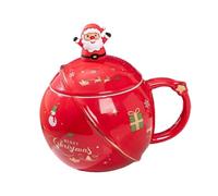 NUOBESTY Taza de Cerámica Creativa Roja con Tapa y Cuchara 350 Ml para Parejas Taza de Café y Agua Adecuado para Hogar Oficina y Cafetería Vajilla Práctica y Adorable para Uso Diario