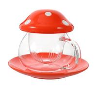 NUOBESTY Taza de Té de Cerámica y Vidrio Filtro Integrado, Diseño en Forma de Hongo, Color Rojo, Taza para Infusiones y Bebidas Calientes, Adecuado para Hogar y Oficina, 1 Unidad