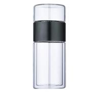 NUOBESTY Taza de Té de Vidrio 300ml Resistente al Calor Infusor Integrado y Separación de Agua, Botella de Té Portátil Negra para Viaje y Oficina, Filtro para Infusión Segura y Práctica