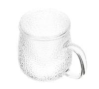NUOBESTY Taza Infusora de Té de Vidrio Borosilicato 300 Ml Tapa Martillada y Mango Antiquemaduras para Oficina y Hogar, Taza Transparente para Bebidas Calientes y Frías, Set de 3 Piezas