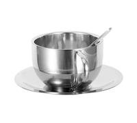 NUOBESTY Tazas de Café de Acero Inoxidable Doble Pared con Platillo y Cuchara Tazas Apilables Café Latte y Espresso Aislamiento Avanzado para Uso Hogar y Exterior