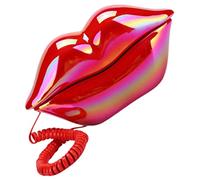 NUOBESTY Teléfono Decorativo Labios Rojos, Adorno de Escritorio Pequeño, Material Plástico, Diseño Creativo, Decoración Hogareña para Sala y Oficina, Accesorio Decorativo Moderno, Color Rojo Brillante
