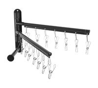 NUOBESTY Tendedero de Ropa de Balcón Doble Capa con Brazos Giratorios 360° Negro Acero Inoxidable Resistente y Fuerte para Dormitorios y Apartamentos Pequeños