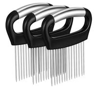 NUOBESTY Tenedor para Cortar Cebolla 3 Piezas Acero Inoxidable Multifuncional Guía para Verduras y Ablandador de Carne Utensilio Cocina Picadora de Alimentos para Tomates y Papas