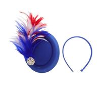 NUOBESTY Tocado de Plumas Estilo Francés Vintage Azul, Mini Sombrero Ligero y Resistente a Deformación para Eventos Obsequios y Ocasiones Formales