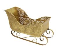 NUOBESTY Trineo Navideño de Hierro Dorado para Fiestas de Navidad con Función de Soporte para Snacks y Estilo Rústico Vintage