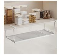 NUODWELL Cesta de almacenamiento extensible y organizador de malla metálica ajustable para cocina, oficina y despensa (blanco)