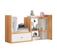 NUODWELL Estantería de escritorio expandible, estante de almacenamiento ajustable independiente para oficina, organizador de escritorio, estantería de encimera para oficina y hogar (madera de cerezo)