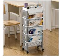 NUODWELL Estantería móvil con ruedas, organizador de almacenamiento de plástico extraíble para niños, estante de revistas de gran capacidad, carrito de libros para oficina, dormitorio, aula