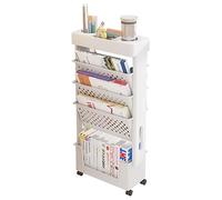 NUODWELL Librería móvil con rueda, gran capacidad, estante para revistas, carrito extraíble, organizador para niños, multiusos, para casa y escuela (blanco)