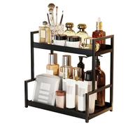 NUODWELL Organizador de baño de 2 niveles, estante de almacenamiento para encimera, organizador de perfume, organizador de maquillaje para dormitorio, baño, cocina (negro)