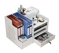 NUODWELL Organizador de escritorio blanco, organizador de archivos de escritorio de gran capacidad, organizador de escritorio de oficina, papelería, organizador de almacenamiento para papeles A4,