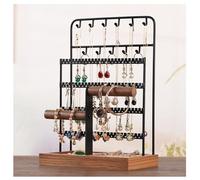 NUODWELL Organizador de joyas, soporte para collares, pendientes, torre de joyería, árbol de almacenamiento con bandeja para aretes y agujeros para anillos, pulseras, relojes (negro)