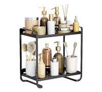 NUODWELL Organizador de maquillaje de 2 niveles para tocador, encimeras de baño, cuidado de la piel, estante de almacenamiento de cosméticos, metal, organizador de perfume para dormitorio, cómoda