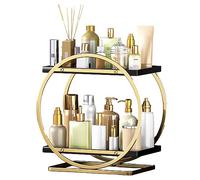 NUODWELL Organizador de maquillaje para tocador, de 2 estantes, organizador para encimera de baño, para el cuidado de la piel, cosméticos, en metal, organizador de fragancias, mueble para dormitorio