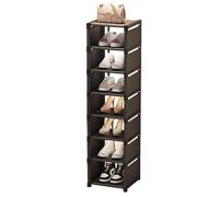 NUODWELL Zapatero vertical de 8 niveles, zapatero alto y estrecho, organizador de almacenamiento de zapatos apilable para espacios pequeños, estante de zapatos independiente para esquina de sala de