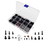 Nuofan 500 pièces Kits de Vis de Voiture RC M3 / M4 / E Boucle/Boucle de Coquille/écrous de Vis/Vis hexagonales/bouchons Kit d'outils de réparation pour HSP/Wltoys/Traxxa Scale RC Cars